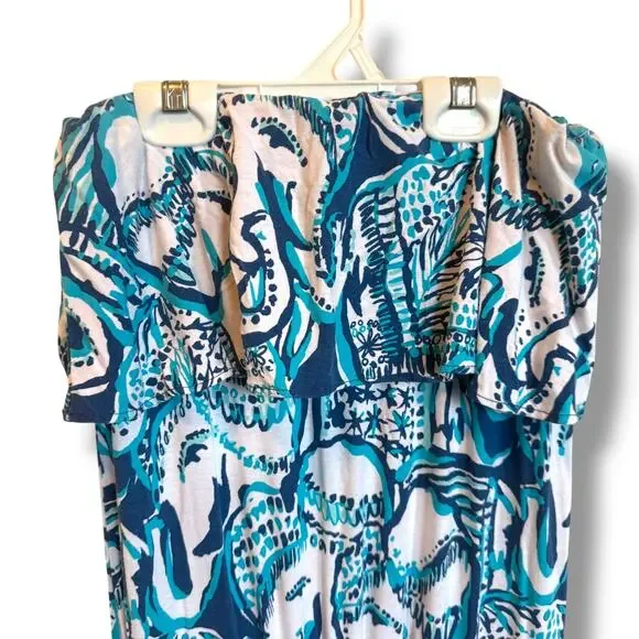 Lilly Pulitzer Ailsie Keep on Trunkin Romper Jogger Elephants Blue White Knit XS - Picture 6 of 9